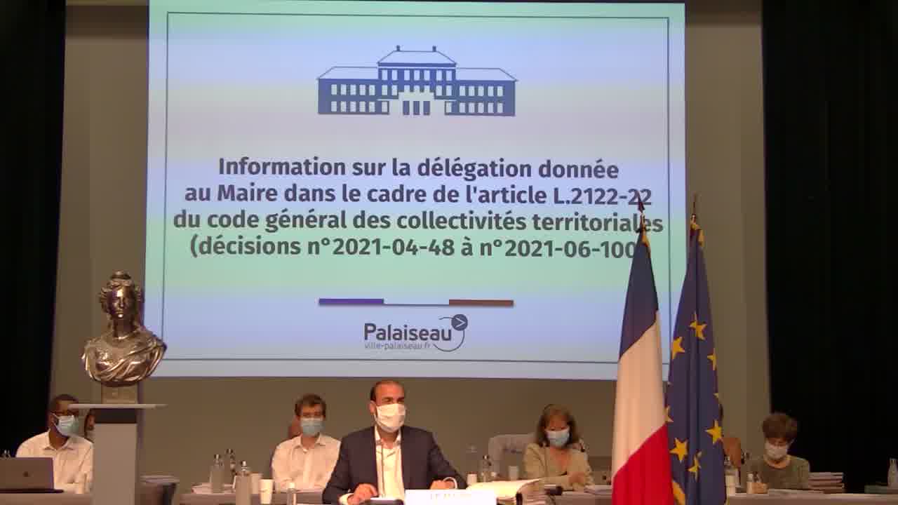 Information sur la délégation donnée au Maire dans le cadre de l'article L.2122-22 du code général des collectivités territoriales (décisions n°2021-04-48 à n°2021-06-100)